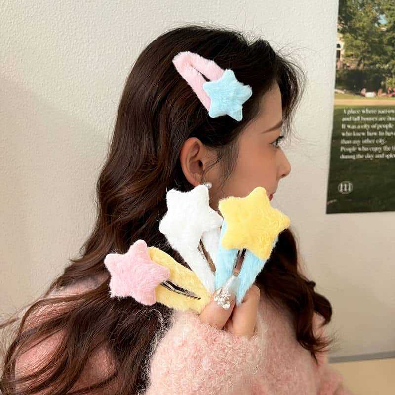 Japanese Cute Plush Star Hairpin Student Dopamine Bangs Hairpin Side Broken Hair Bb Chuck - Image 2